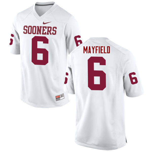 Men Oklahoma Sooners #6 Baker Mayfield College Football Jerseys Game-White